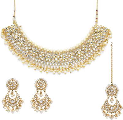 fabula Metal, Brass, Stone, Crystal, Zinc, Alloy Gold, White Jewellery Set(Pack of 1)