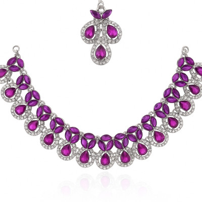 shubhB Alloy Silver Purple Jewellery Set(Pack of 1)