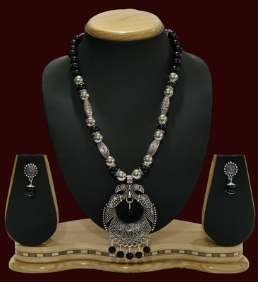 HARIHARA FASHION Oxidised Silver Black Jewellery Set(Pack of 1)