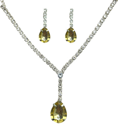 ACCESSHER Brass Yellow Jewellery Set(Pack of 1)