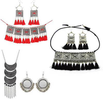 DEGHLAM Alloy Silver Silver, Black, Red Jewellery Set(Pack of 1)