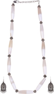 Unique Dazzling Beads Stone White Jewellery Set(Pack of 1)