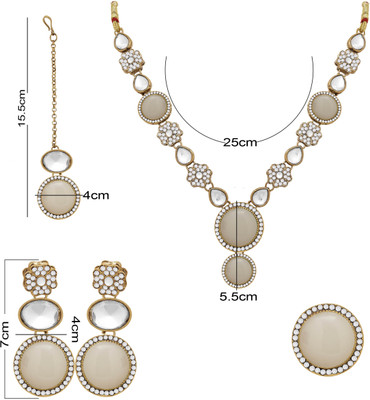SAIYONI Alloy Gold-plated White Jewellery Set(Pack of 5)