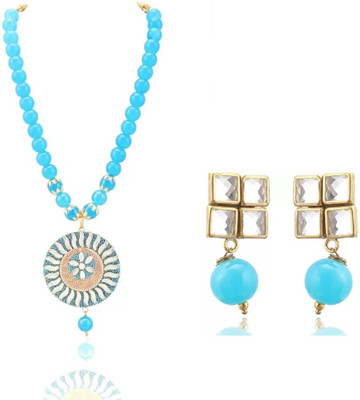 Weldecor Metal Gold-plated Blue Jewellery Set(Pack of 1)