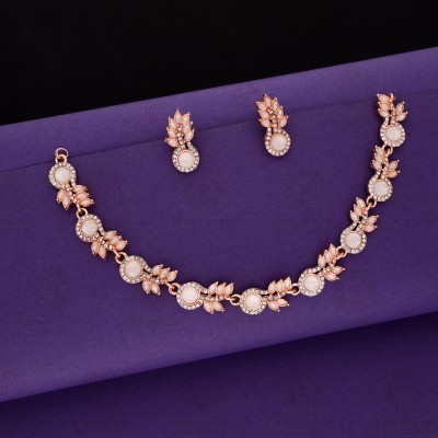 brado jewellery Brass Gold-plated Rose Gold, White Jewellery Set(Pack of 1)