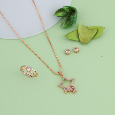 Radheshyam Creation Alloy Gold-plated Rose Gold Jewellery Set(Pack of 4)