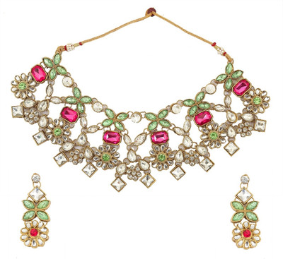 catalyst venture Brass 800 Silver Pink, Green Jewellery Set(Pack of 1)