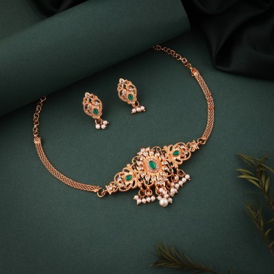 Sehbhagi Copper Gold-plated Green Jewellery Set(Pack of 1)