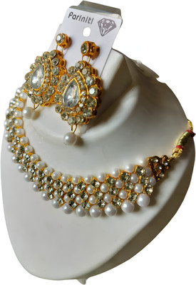 BB trades Alloy Gold-plated White Jewellery Set(Pack of 1)