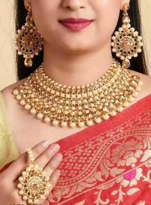 KLASSIC JEWELS Alloy Gold-plated Gold Jewellery Set(Pack of 1)