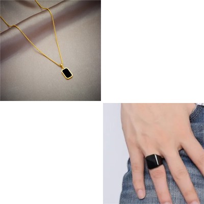 Vipunj Alloy Titanium, Gold-plated Black Jewellery Set(Pack of 2)