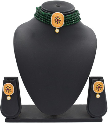 Sandhya Designer Studio Stone Green, Gold Jewellery Set(Pack of 1)