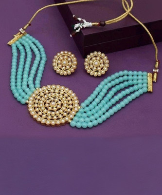 V FASHION JEWELLERY Metal Gold-plated Blue, Gold, White Jewellery Set(Pack of 1)