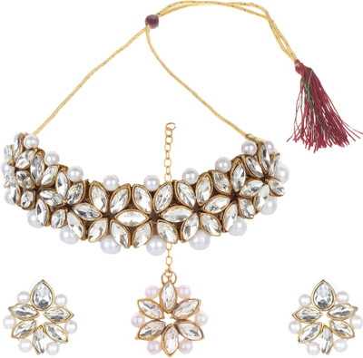 Ruhi Alloy White Jewellery Set(Pack of 3)