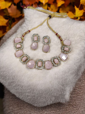 R A Enterprises Alloy Gold-plated Pink Jewellery Set(Pack of 3)