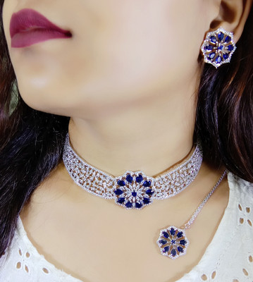 DENICRAAS Alloy Blue, Silver Jewellery Set(Pack of 3)