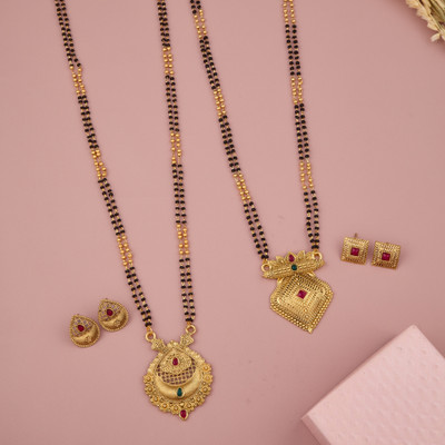 suvarn palace Brass Gold, Black Jewellery Set(Pack of 2)
