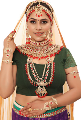 KK IMMITATION Alloy Gold-plated Red Jewellery Set(Pack of 10)