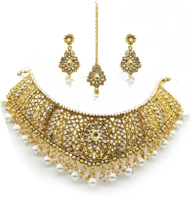 VIVA VIRAL Brass, Dori Gold-plated Gold, White Jewellery Set(Pack of 1)