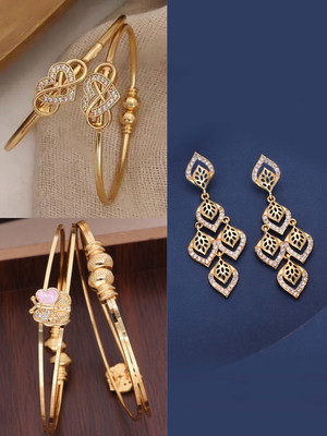 Alasca Brass Gold-plated Multicolor, Brown Jewellery Set(Pack of 3)