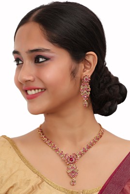 VATSALYA creation Alloy Gold-plated Pink, Bronze Jewellery Set(Pack of 1)