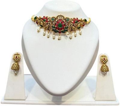 RNJewels Alloy Gold-plated Gold, White Jewellery Set(Pack of 1)