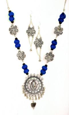 A S enterprize Oxidised Silver Blue Jewellery Set(Pack of 1)