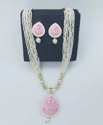 ZMS Alloy Gold-plated Pink, White Jewellery Set(Pack of 1)