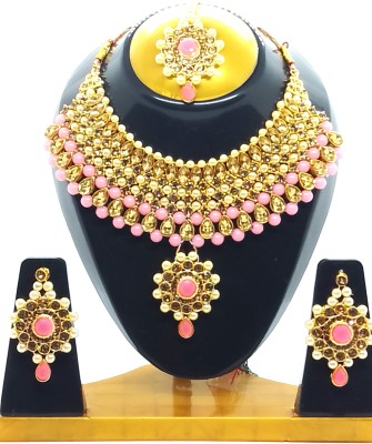 SKRP TRADERS Alloy Gold-plated Gold, Pink Jewellery Set(Pack of 4)