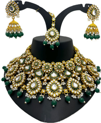 Khedadevi International Alloy Gold-plated Green Jewellery Set(Pack of 1)