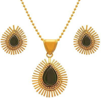 JFL - Jewellery for Less Copper Gold-plated Green, Gold Jewellery Set(Pack of 1)