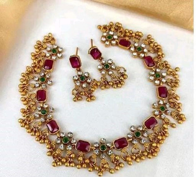 KEYMAX Alloy Gold-plated Multicolor Jewellery Set(Pack of 1)