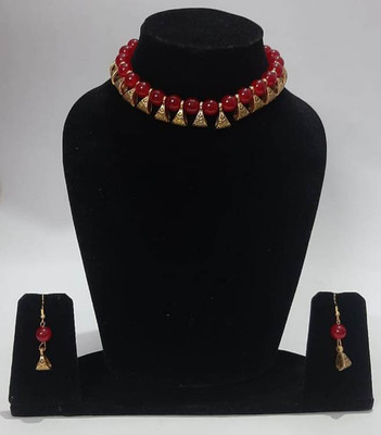 Aksh Enterprises Alloy Gold-plated Red Jewellery Set(Pack of 1)