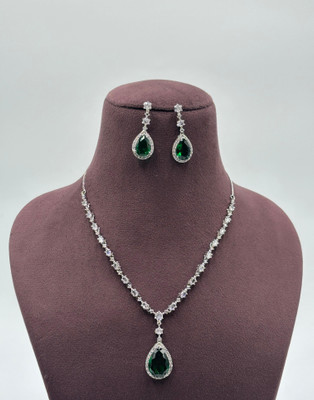 SatnamCreation Alloy Gold-plated Green Jewellery Set(Pack of 1)