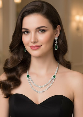 KD JEWELLERS Brass Green Jewellery Set(Pack of 1)