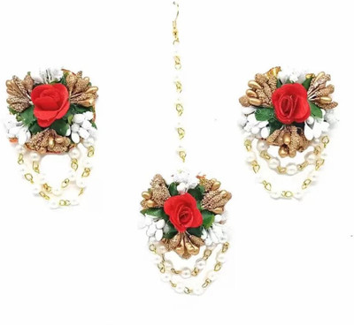 Ratson Fabric Red, Gold, White Jewellery Set(Pack of 1)