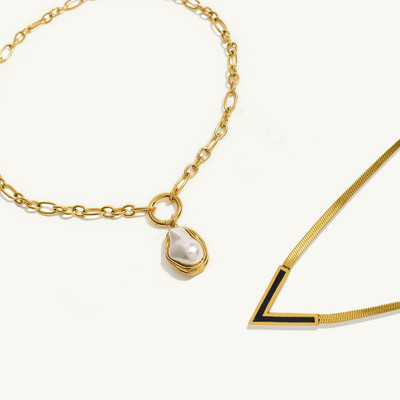 Palmonas Stainless Steel Gold-plated Gold Jewellery Set(Pack of 2)