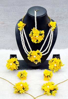 kalp creations Fabric Yellow Jewellery Set(Pack of 1)