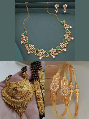 Sangria Brass Gold-plated Multicolor Jewellery Set(Pack of 3)