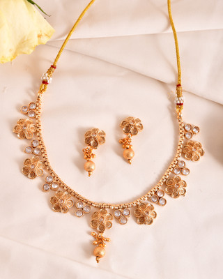 DASTOOR Alloy Gold-plated Multicolor, Gold, White Jewellery Set(Pack of 1)