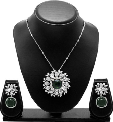 Shining Jewel Brass Brass Green Jewellery Set(Pack of 3)