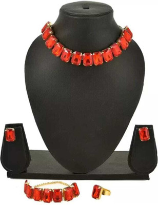 house of common Alloy Red Jewellery Set(Pack of 1)