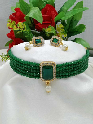 MAHADEV Alloy Gold-plated Green Jewellery Set(Pack of 2)