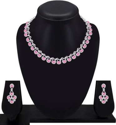 Faizam Collection Alloy Silver Silver, Pink Jewellery Set(Pack of 1)