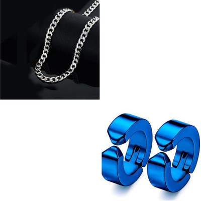 MAATRCHAAYA Stainless Steel Sterling Silver Blue, Silver Jewellery Set(Pack of 2)