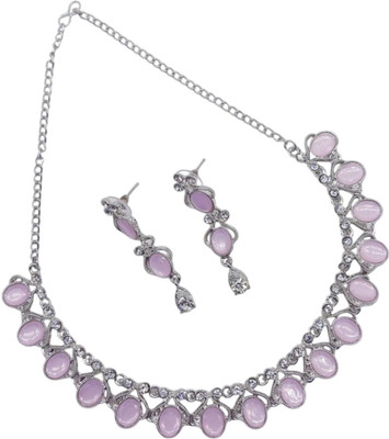 Sangria Brass Silver Purple, Silver Jewellery Set(Pack of 1)
