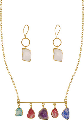 khannak Brass, Stone Gold-plated Gold, Multicolor Jewellery Set(Pack of 1)