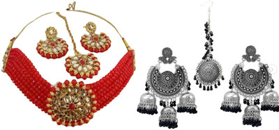 JMBW INTERNATIONAL Alloy Red, Black, Silver Jewellery Set(Pack of 2)