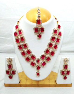 Brinah Brass Silver Pink Jewellery Set(Pack of 1)