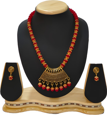 Geesa Alloy Red Jewellery Set(Pack of 1)